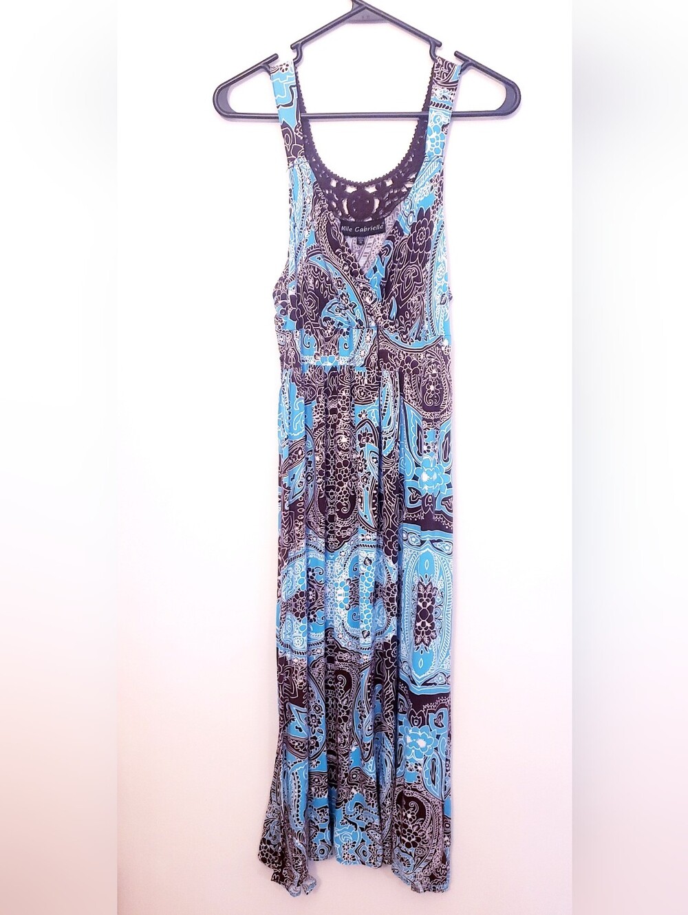 Mile Gabrielle Brown & Blue Paisley Maxi Dress
